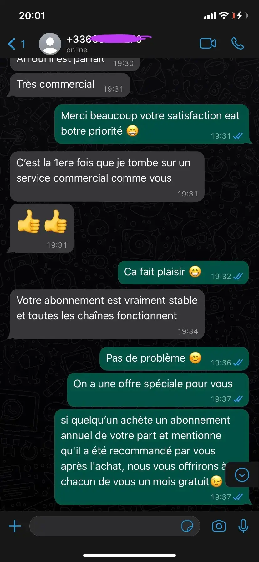 Avis client IPTV satisfait 1